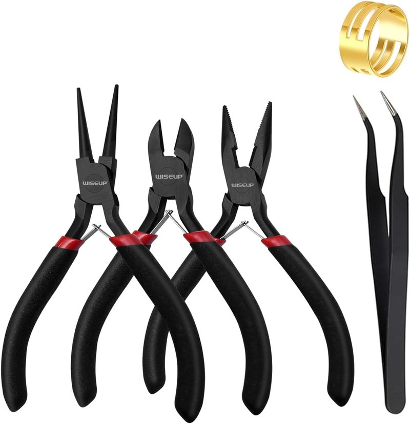 WISEUP 3 Pcs Jewelry Pliers Set - Needle/Chain Nose, Round Nose and Wire Cutters for Jewelry DIY Craft，Repair & Wire Wrapping - Image 1
